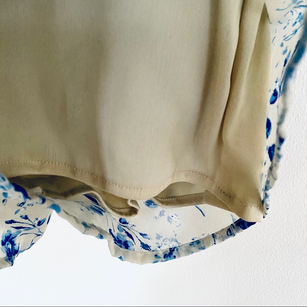 Japna Blue/Tan Floral Romper with Keyhole Neckline - Picture 5 of 8
